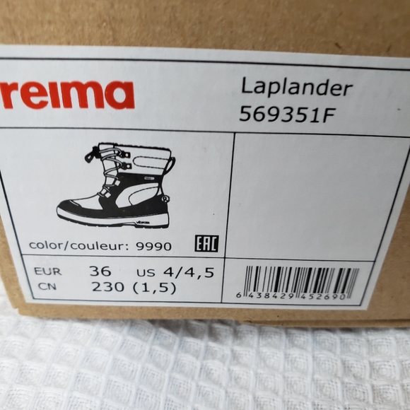 Reima Junior Girls 4 - 4.5 US/36 EU Black WARM Winter Snow Boots - Picture 9 of 9